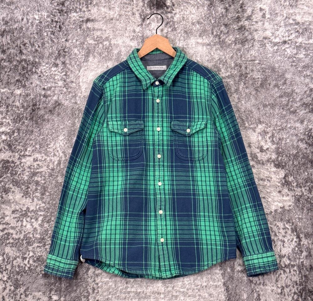 Outerknown Blanket Shirt Medium Mens Blue & Green Check Plaid